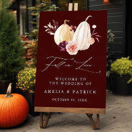 Fall i Kärlek Burgundy Autumn Bröllop Välkomstskyl Poster