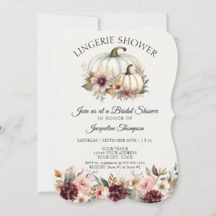 Fall i Kärlek Burgundy Blommigt Ro Lingerie Shower Inbjudningar