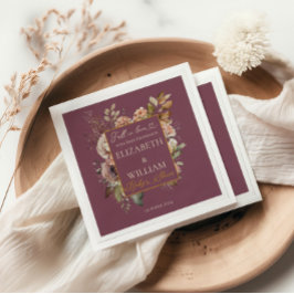 Fall i Kärlek Burgundy Fall Blommigt Pappersservett