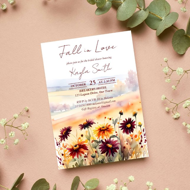 Fall i kärlek burgundy orange dahlias möhippa inbjudningar (Fall in love burgundy orange dahlias bridal shower template invitation instant download fall themed)