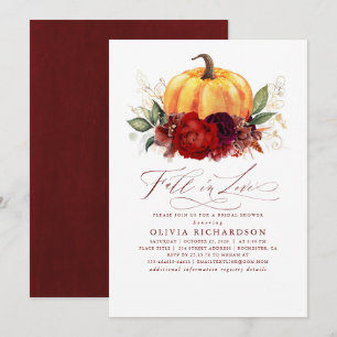 Fall i Kärlek Burgundy Red Inbjudningskort för möh