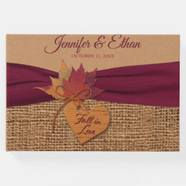 Fall i Kärlek Burlap, Löv Bröllop Gästböcker
