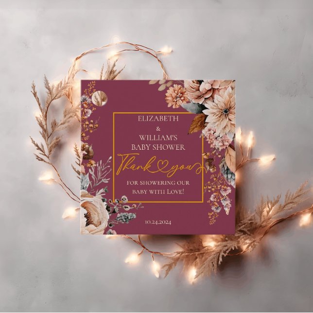 Fall i Kärlek Elegant Blommigt Burgundy Boho Gåvor Etiketter (Skapare uppladdad)