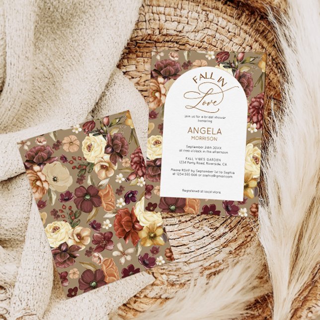 Fall i Kärlek Elegant Modern Blommigt Möhippa Inbjudningar (Skapare uppladdad)