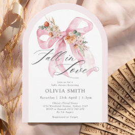Fall i Kärlek Elegant Rosa Bow Blommigt Baby Showe Inbjudningar