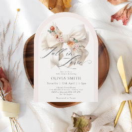 Fall i Kärlek Elegant White Bow Blommigt Baby Show Inbjudningar