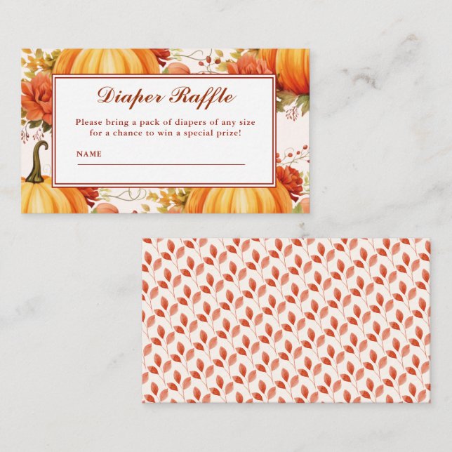 Fall i kärlek flora fall Babydusch Diaper Raffle Tilläggskort (Fram/baksida)