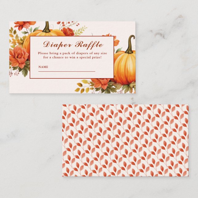 Fall i kärlek flora fall Babydusch Diaper Raffle Tilläggskort (Fram/baksida)