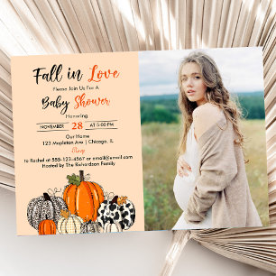 Fall i Kärlek Fumpkin Baby Shower Photo Inbjudningar