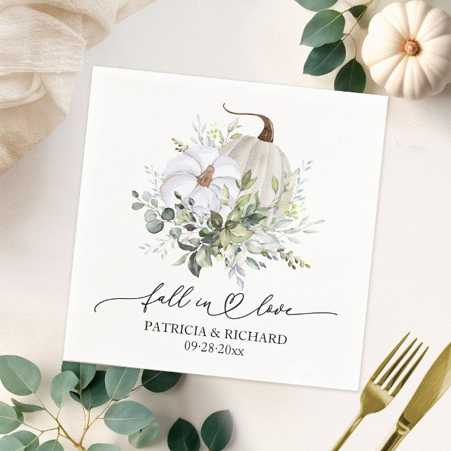 Fall i Kärlek Greenery Pumpkin Pappersservett (Skapare uppladdad)