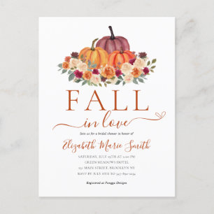 Fall i Kärlek Heart Blommigt Pumpkin Möhippa Vykort
