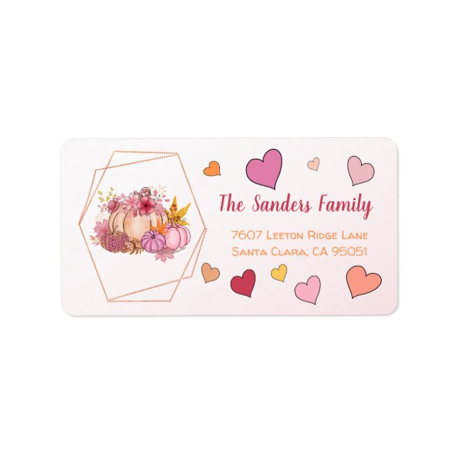 Fall i Kärlek Hej Sweet Little Pumpkin Hearts Adressetikett (Framsidan)