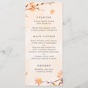 Fall i kärlek Höst löv Bröllop Menu Meny