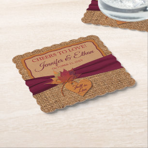 Fall i Kärlek, Höst löv, Burlap Bröllop Underlägg Papper