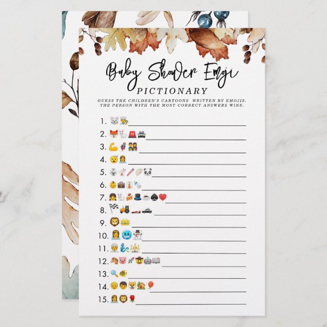 Fall i Kärlek-höstbabyvisaren Emoji Game (Fram/baksida)