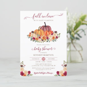 Fall i Kärlek - Hösten Blommigt - Pumpkin Baby Sho Inbjudningar