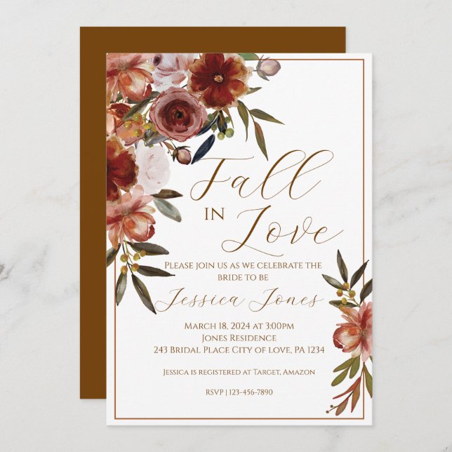 Fall i Kärlek hösten Inbjudningskort för möhippan (Fram/baksida)