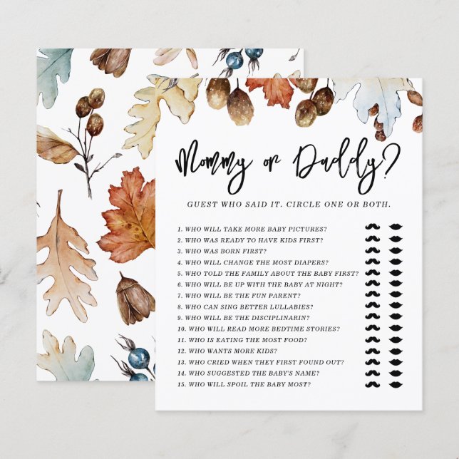 Fall i Kärlek Hösten Mamma eller Pappa Baby Shower (Fram/baksida)