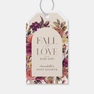 Fall i Kärlek höstens andedräkt Tan Baby Shower Presentetikett