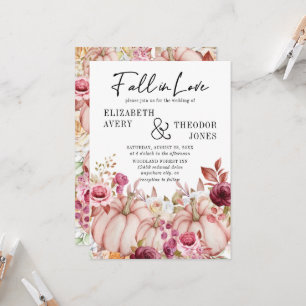 Fall i Kärlek höstpumpa Blommigt Bröllop Inbjudningar