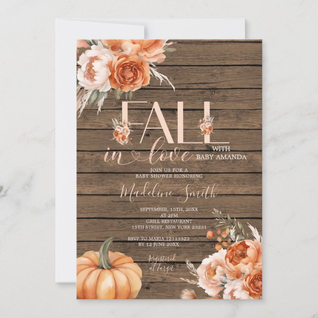 Fall i Kärlek höstskorstensträd med babyskor Inbjudningar (Framsida)