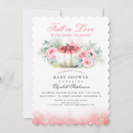 Fall i Kärlek i Ro Guld Glitter Pumpkin Baby Showe Inbjudningar