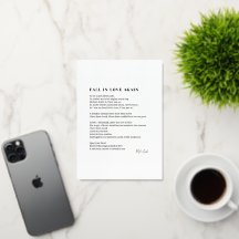 Fall i kärlek igen, dikt poesi
