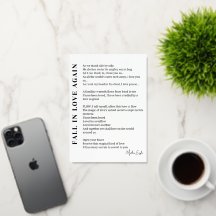 Fall i kärlek igen, dikt poesi