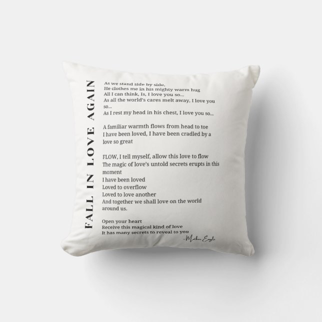 Fall i kärlek igen, dikt poetrikonst kudde (Framsida)