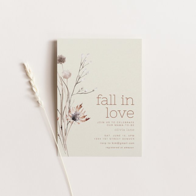 Fall i Kärlek-inbjudan till babyvisningsprogram fö Inbjudningar (Skapare uppladdad)