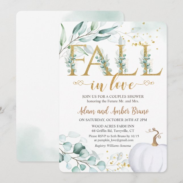 Fall i Kärlek Inbjudningskort för möhippan (Fram/baksida)