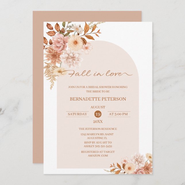 Fall i kärlek Inbjudningskort för möhippan (Fram/baksida)