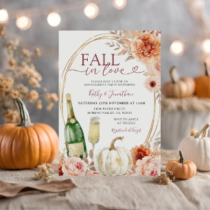 Fall i Kärlek Ivory Blommigt Pumpkin Förlovning Inbjudningar