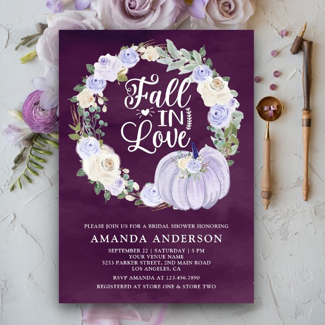 Fall i Kärlek Lavender Pumpkin Plum Möhippa Inbjudningar (Skapare uppladdad)