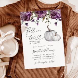 Fall i Kärlek Lila Blommigt Baby Shower Inbjudningar