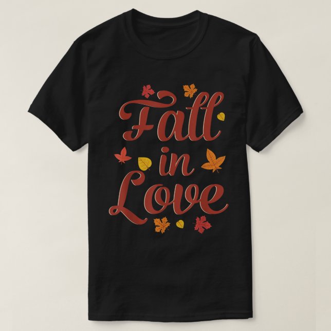 Fall i Kärlek Löv som sjunker under höstsäsongens  T Shirt (Design framsida)