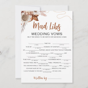 Fall i kärlek Mad libs-Möhippans spelkort Inbjudningar