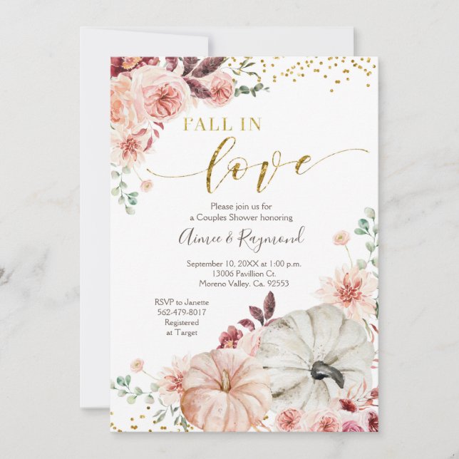 Fall i Kärlek Marsala Pumpkin-inbjudan Inbjudningar (Framsida)