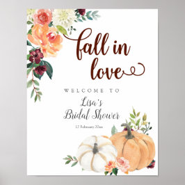Fall i Kärlek Marsala Pumpkin Välkomstskylt Poster