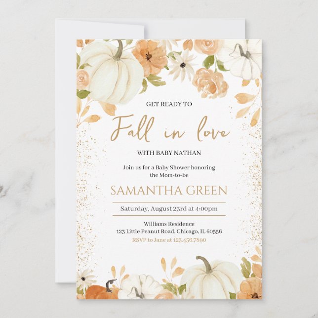 Fall i Kärlek med Baby Baby Shower Inbjudningar (Framsida)