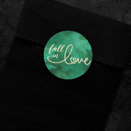 Fall i Kärlek med hösten | Emerald Grönt och Guld Runt Klistermärke