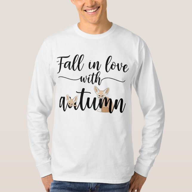 Fall i Kärlek med hösten - Utformning av Cute Fox  T Shirt (Framsida)