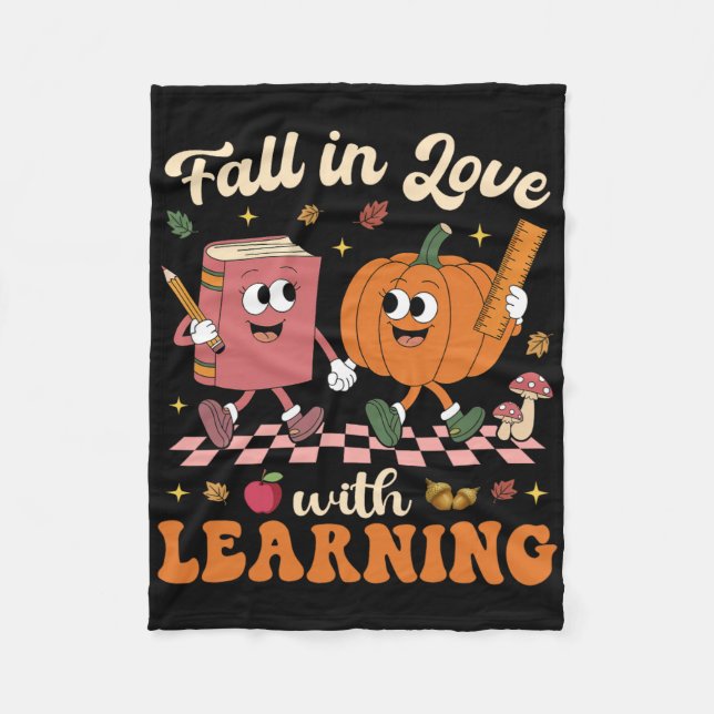 Fall i Kärlek med inlärning av Retro Halloween-lär Fleecefilt (Framsidan)