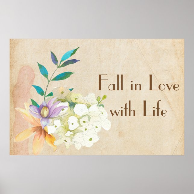 Fall i Kärlek med Life Blommigt Poster (Framsidan)
