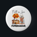 Fall i Kärlek med pomeranianer fallande pumpor Knapp<br><div class="desc">Fall i Kärlek med pomeranians fallande Thanksgiving av pumpor</div>