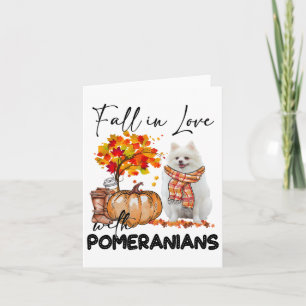 Fall i Kärlek med pomeranianer fallande pumpor Kort