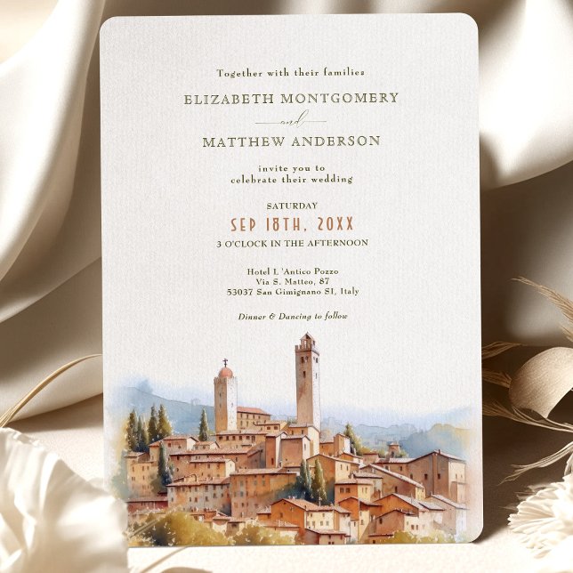 Fall i Kärlek med San Gimignano Italien Bröllop Inbjudningar (Skapare uppladdad)