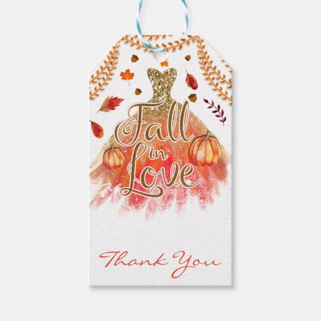 Fall i Kärlek Möhippa Dress & Höst löv Presentetikett (Framsidan)