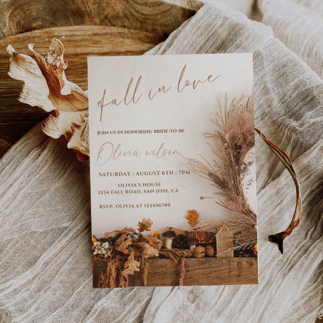 Fall i Kärlek Möhippa - Löv & Rustic Charm Inbjudningar (Skapare uppladdad)