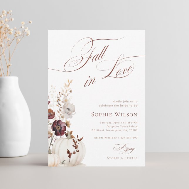 Fall i Kärlek Möhippa Pumpkin Wildblommor Inbjudningar (Skapare uppladdad)